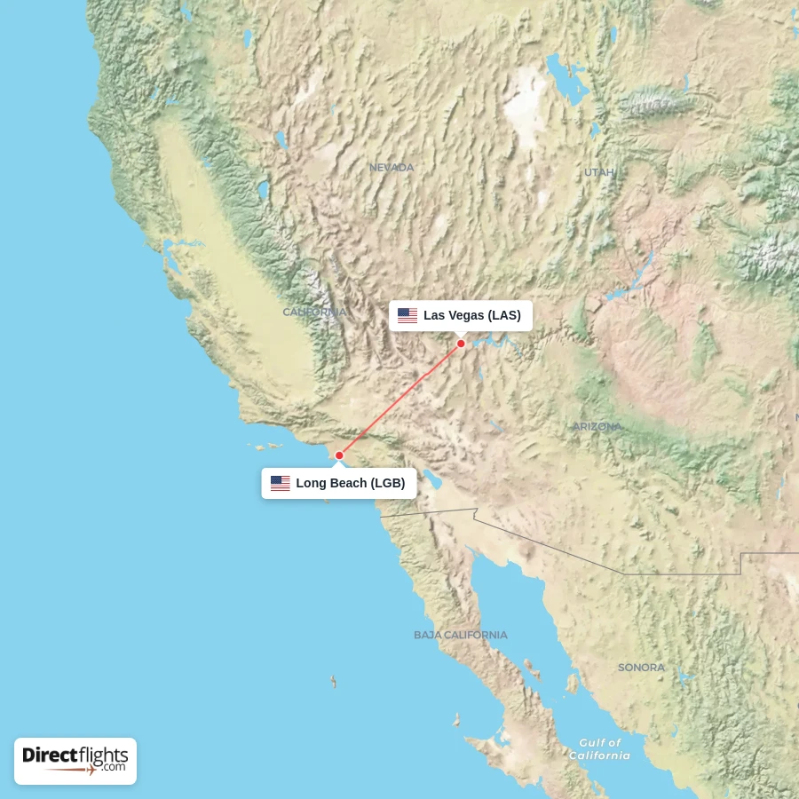 LGB - LAS route map