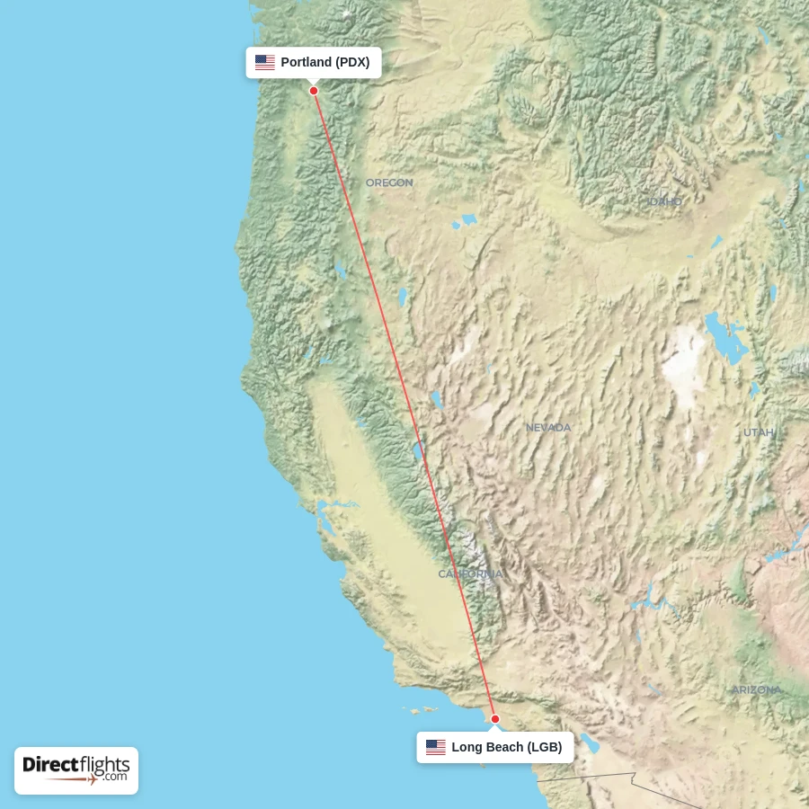 LGB - PDX route map