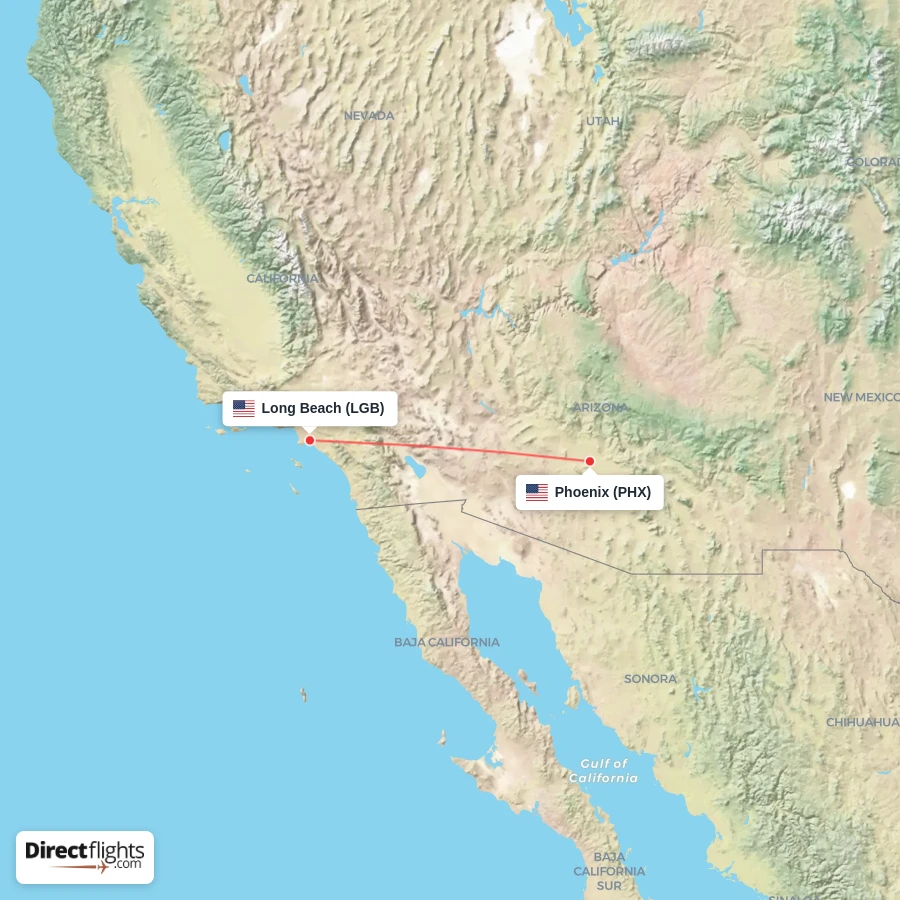 LGB - PHX route map
