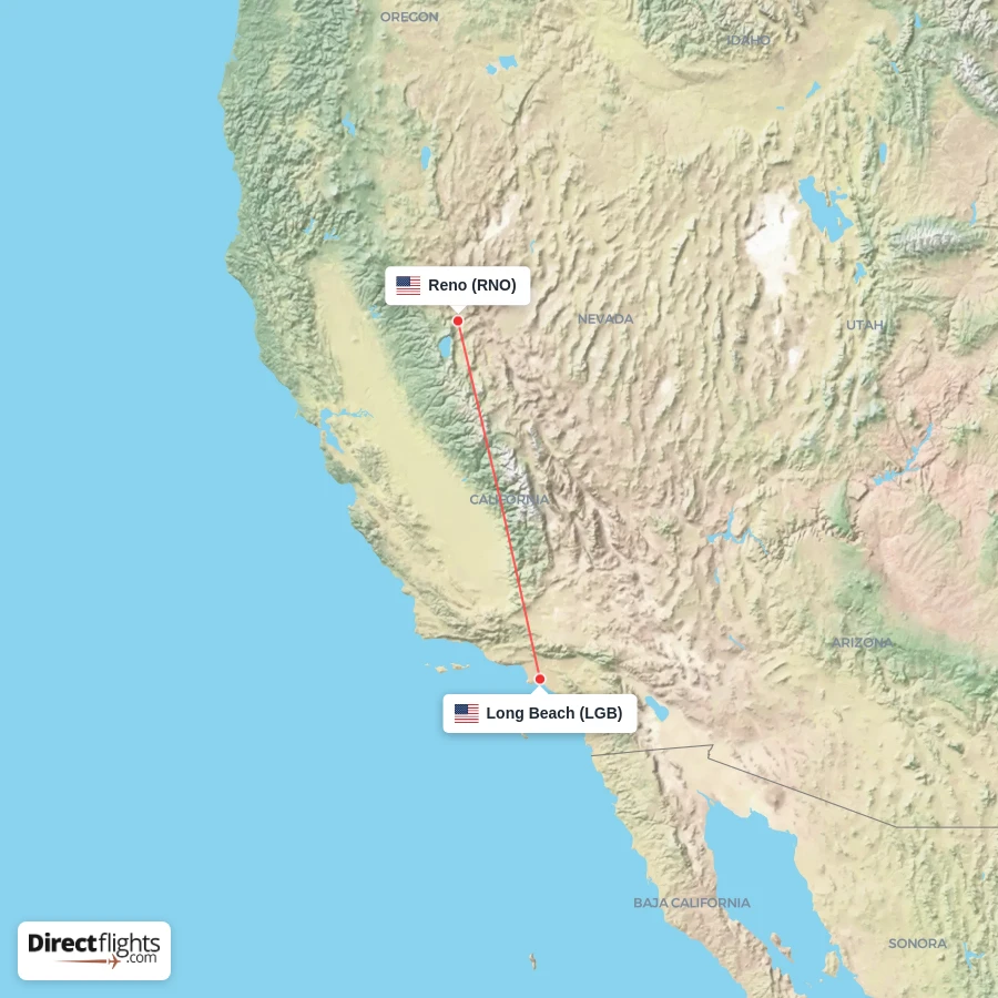 LGB - RNO route map