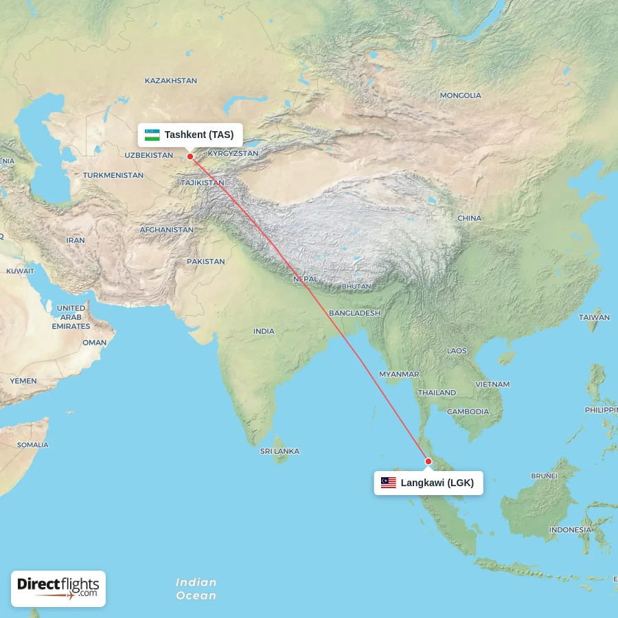 LGK - TAS route map