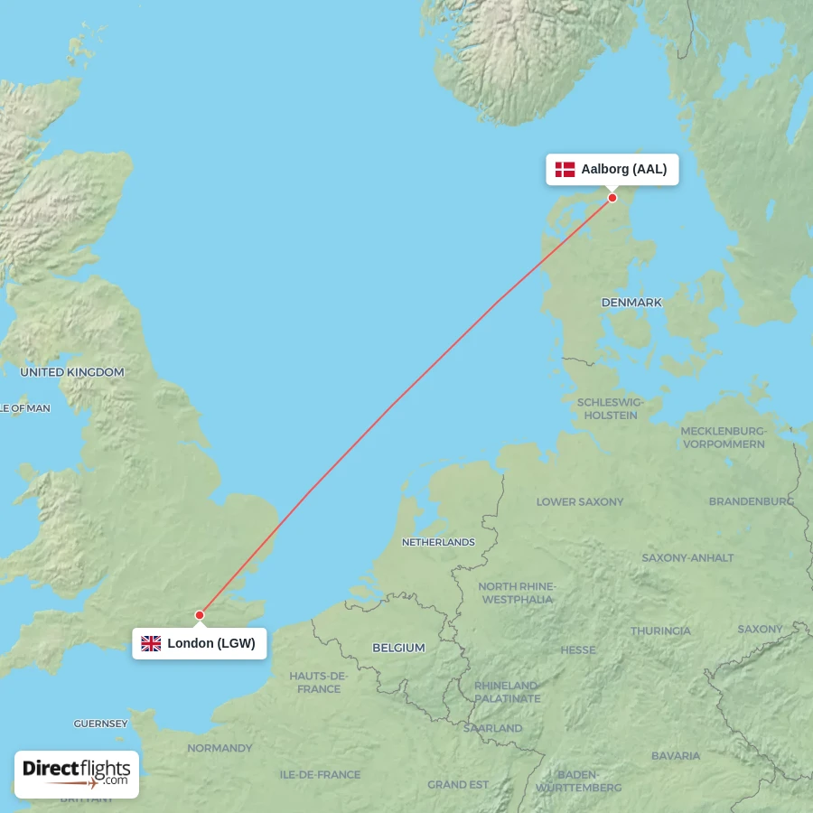 LGW - AAL route map