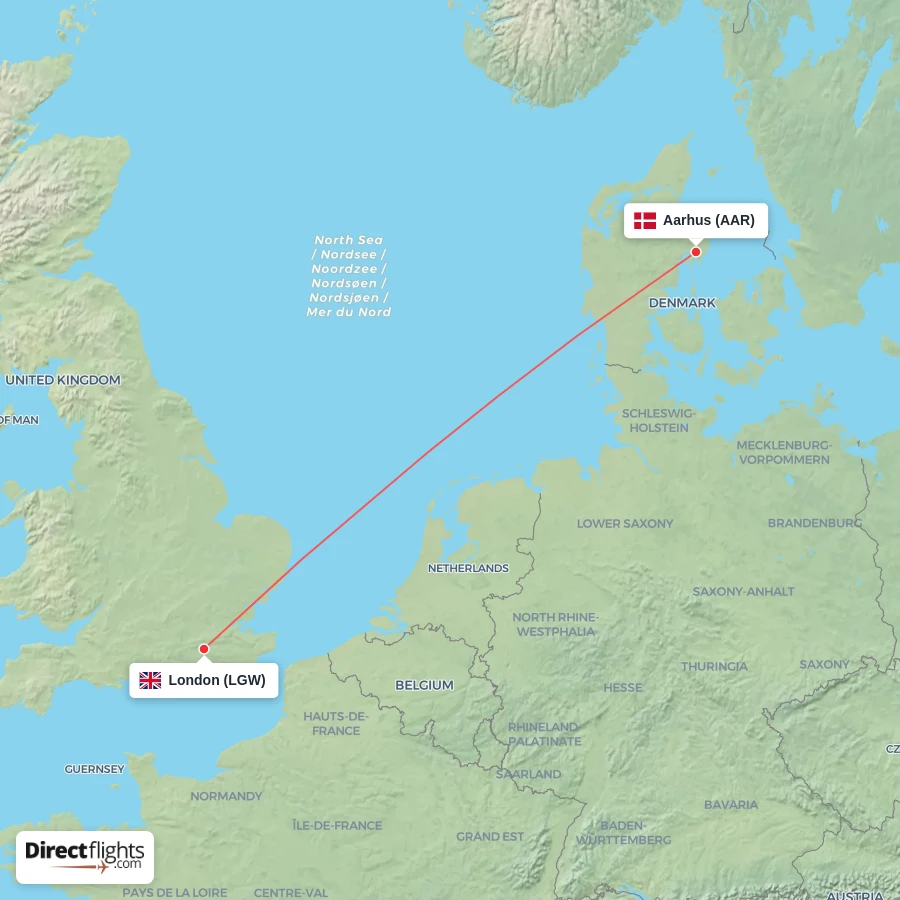 LGW - AAR route map