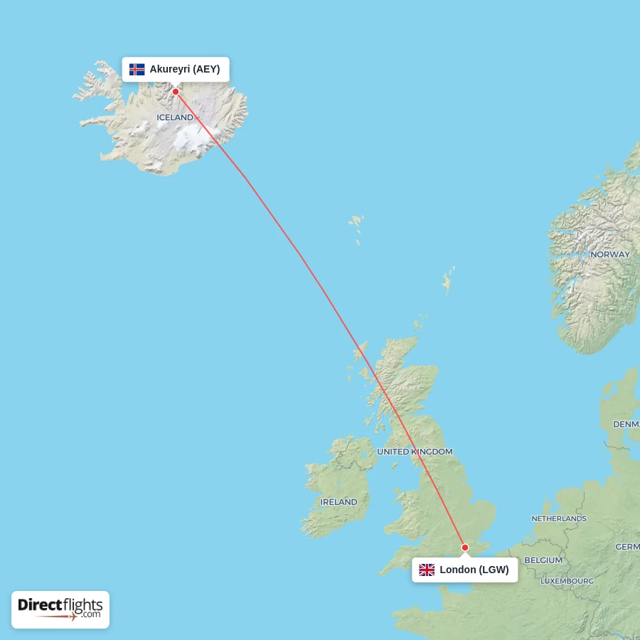 LGW - AEY route map