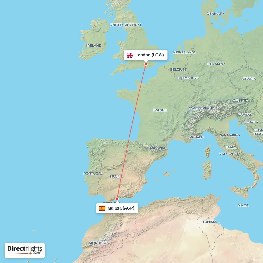 LGW - AGP route map