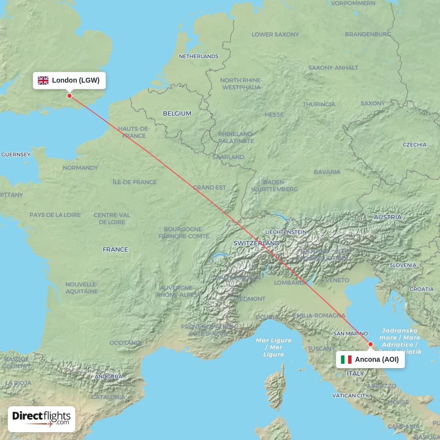 LGW - AOI route map
