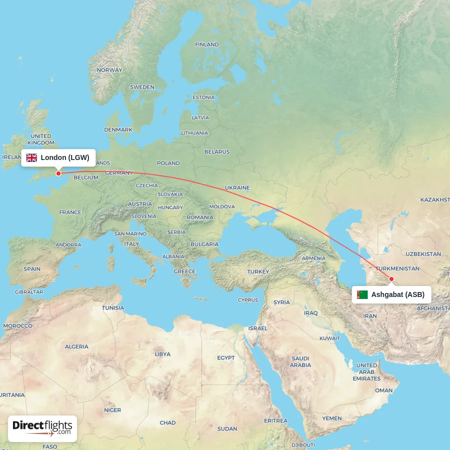 LGW - ASB route map