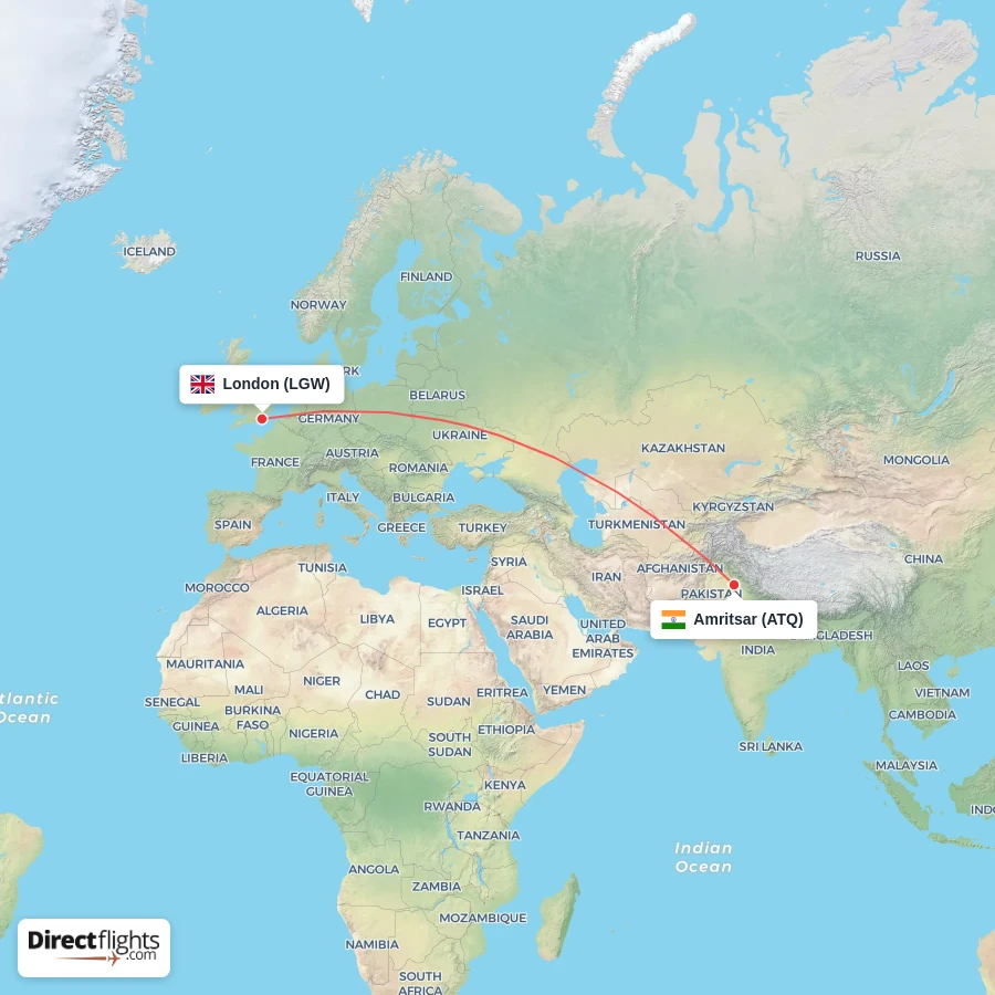 LGW - ATQ route map