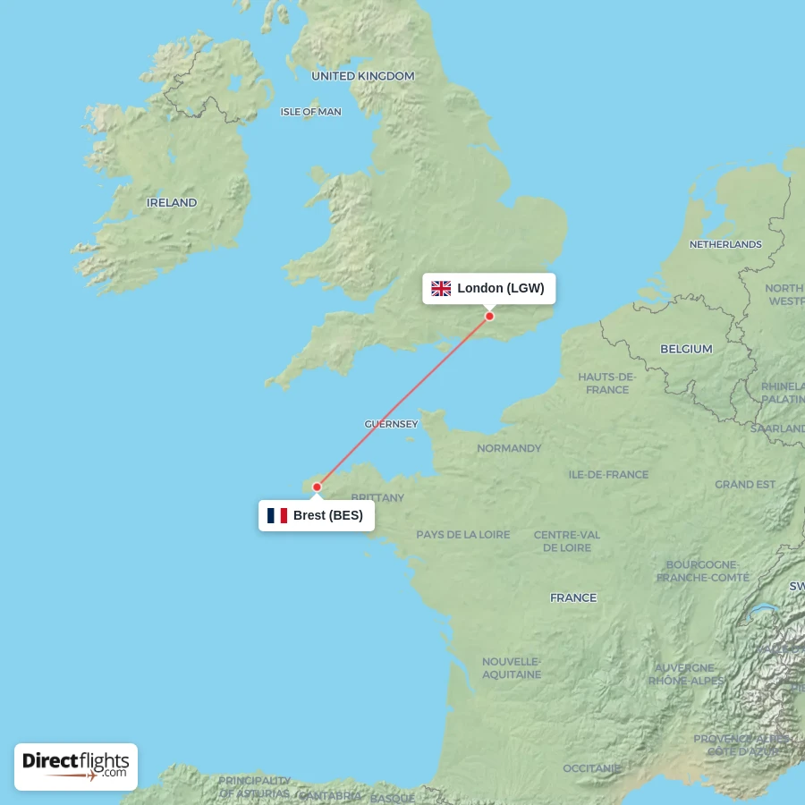 LGW - BES route map