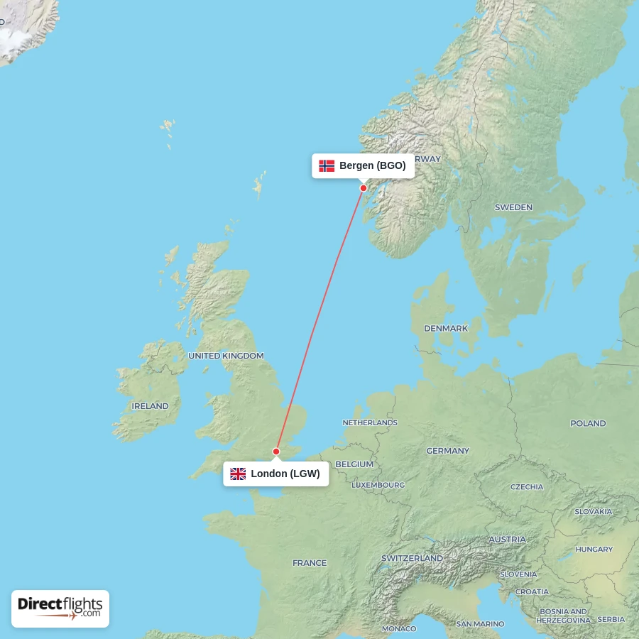 LGW - BGO route map