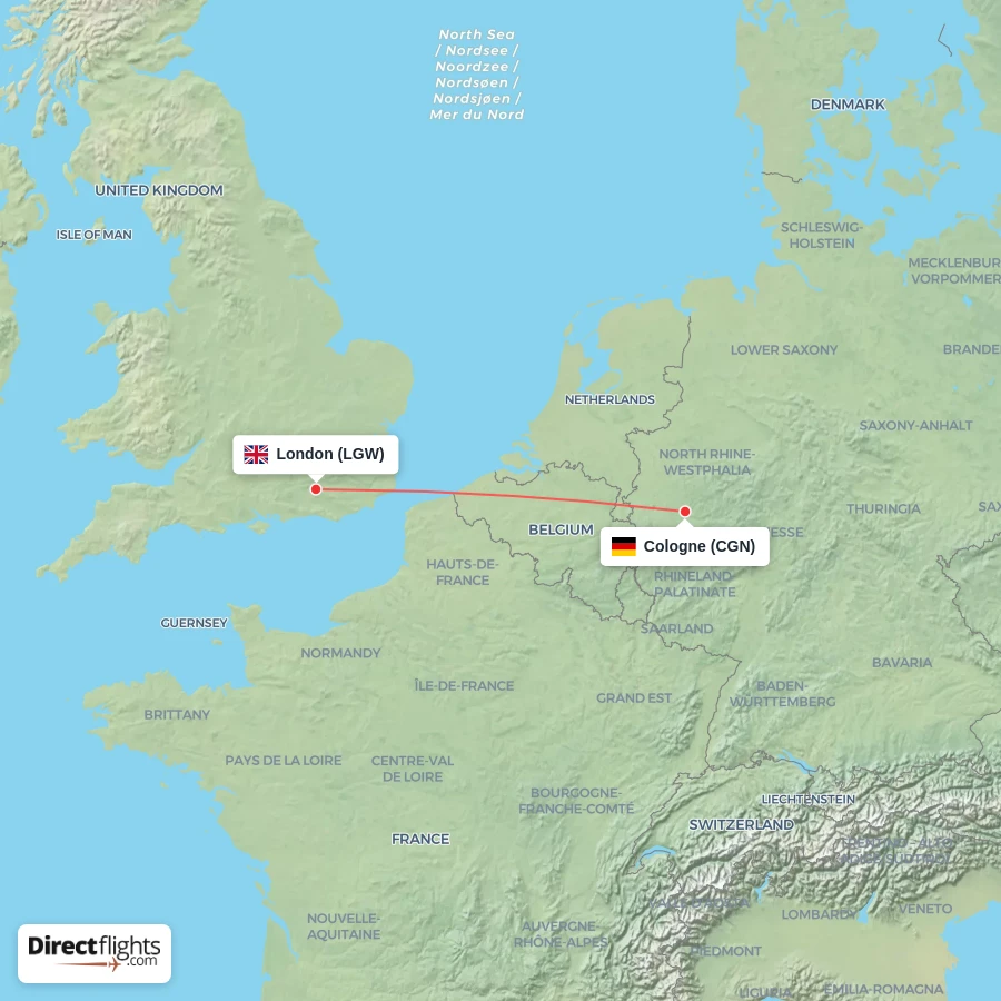 LGW - CGN route map