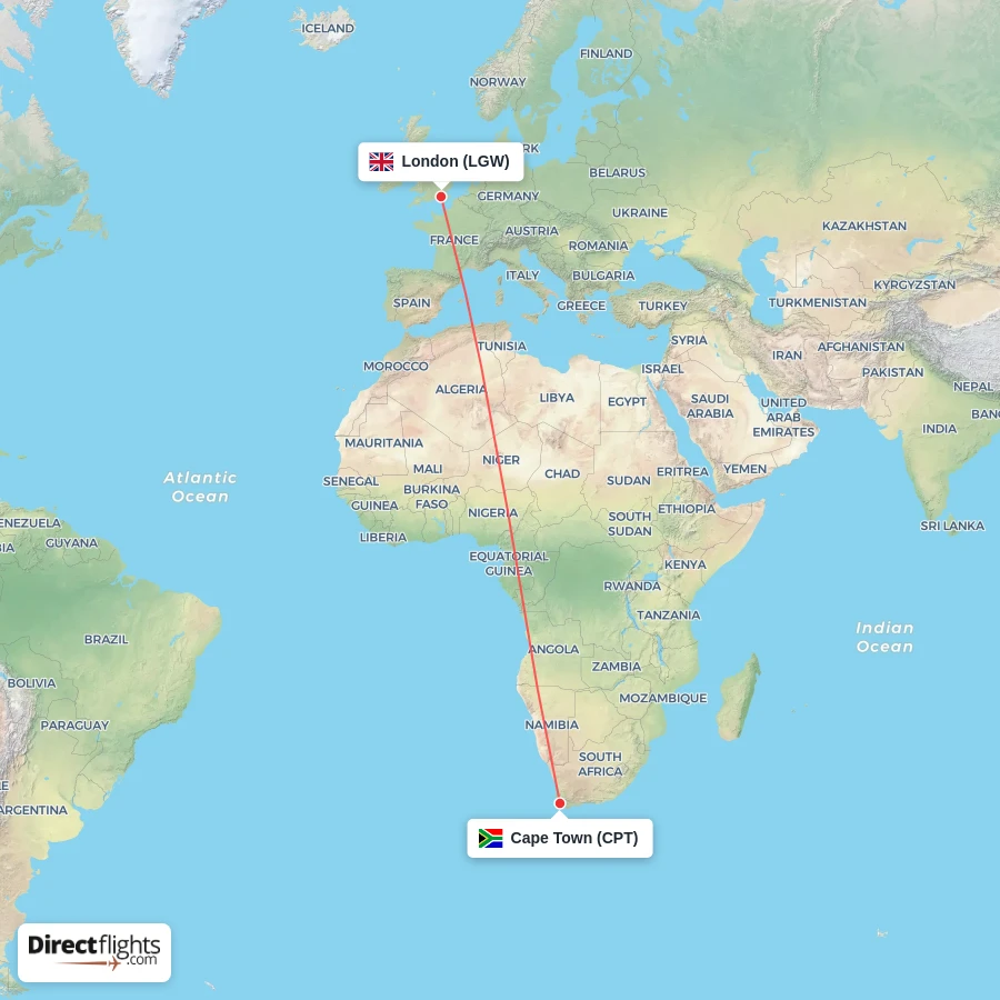 LGW - CPT route map