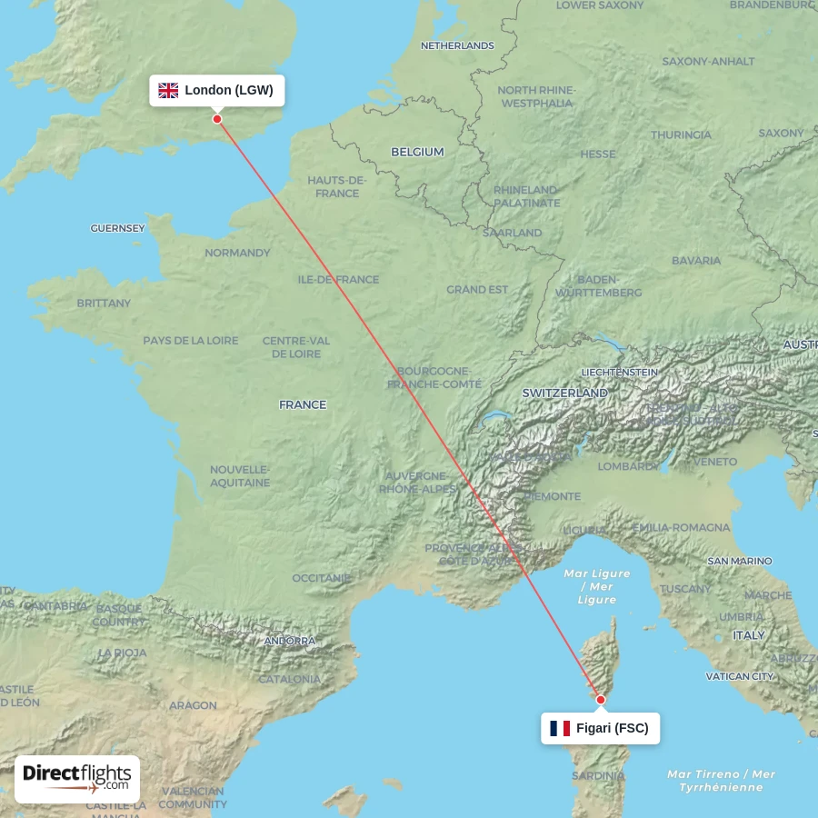 LGW - FSC route map