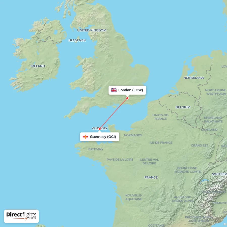 LGW - GCI route map