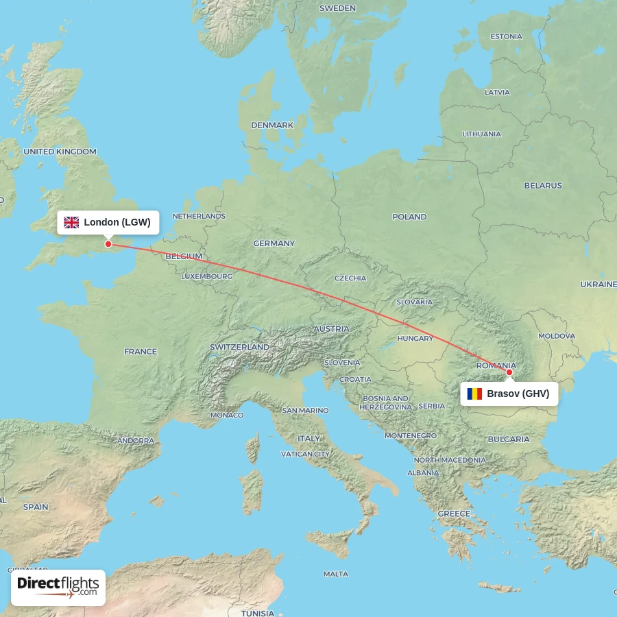 LGW - GHV route map