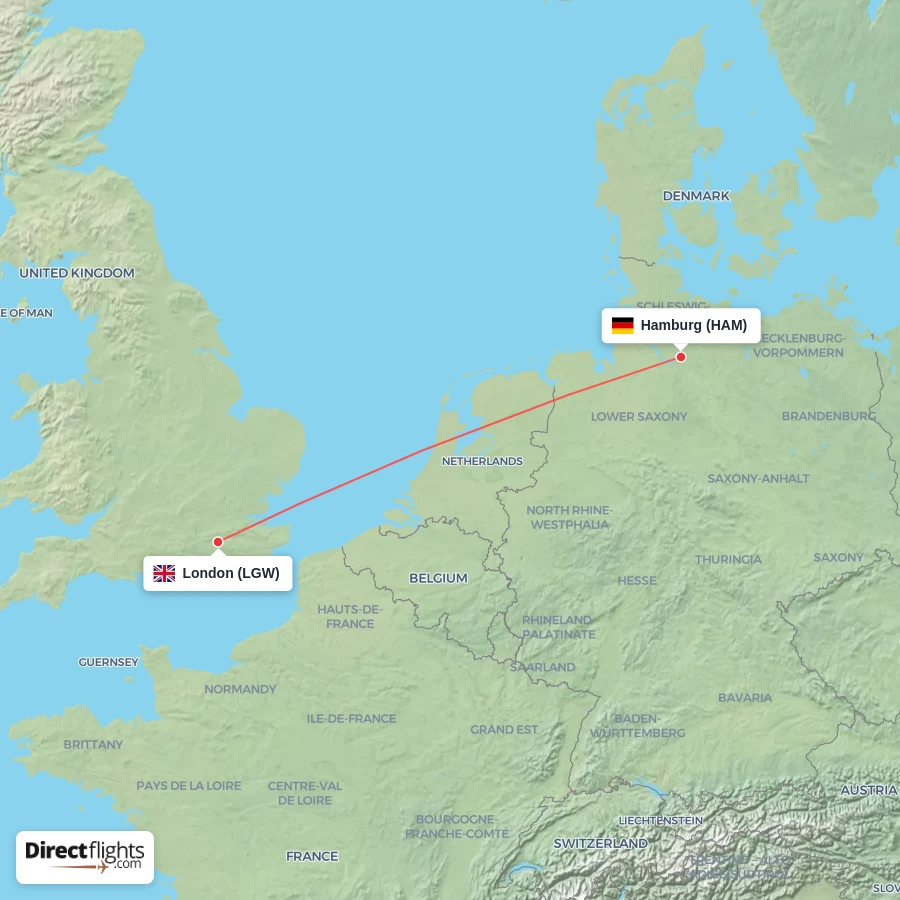 LGW - HAM route map