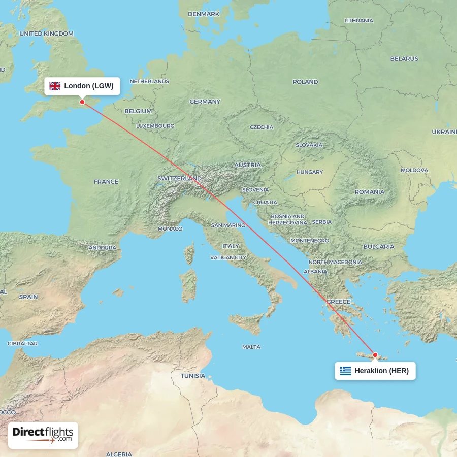 LGW - HER route map