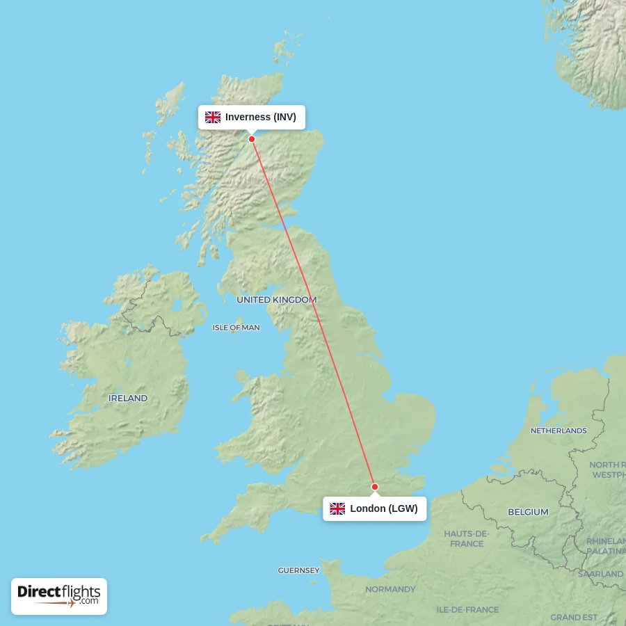 LGW - INV route map