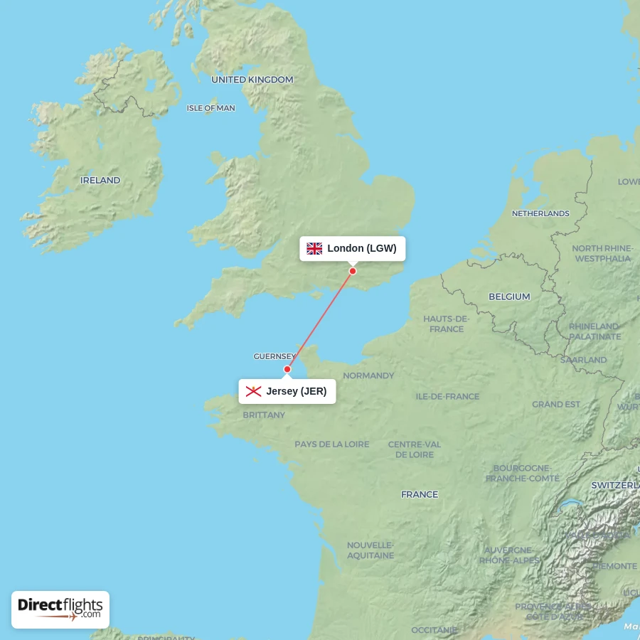 LGW - JER route map
