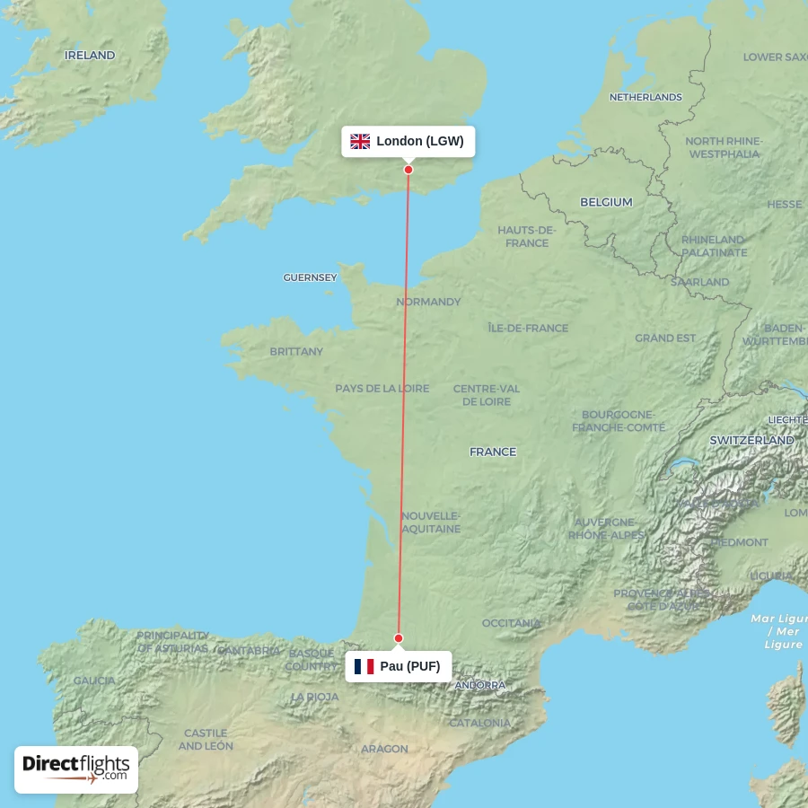 LGW - PUF route map