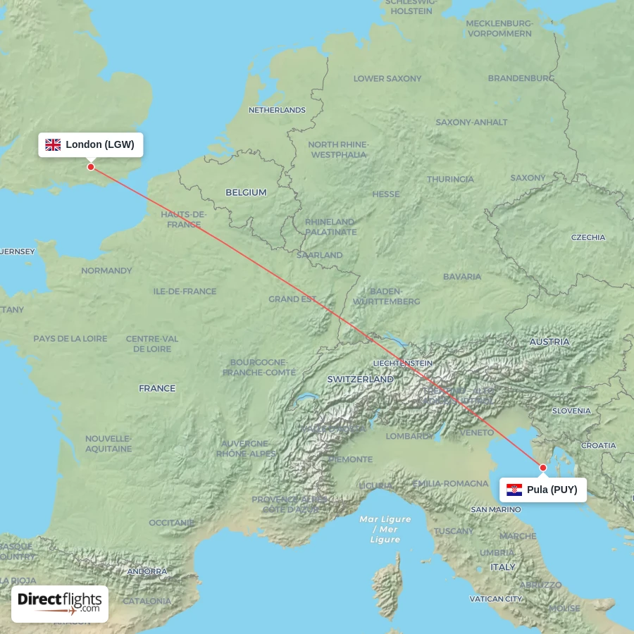 LGW - PUY route map