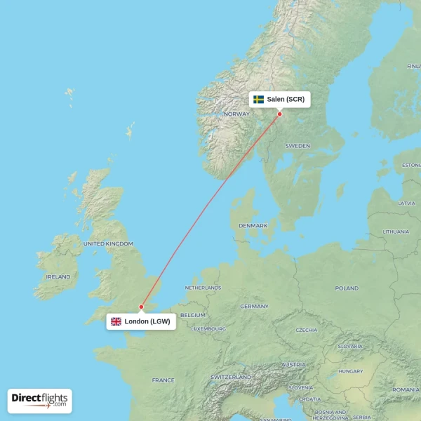 London - Salen direct flight map