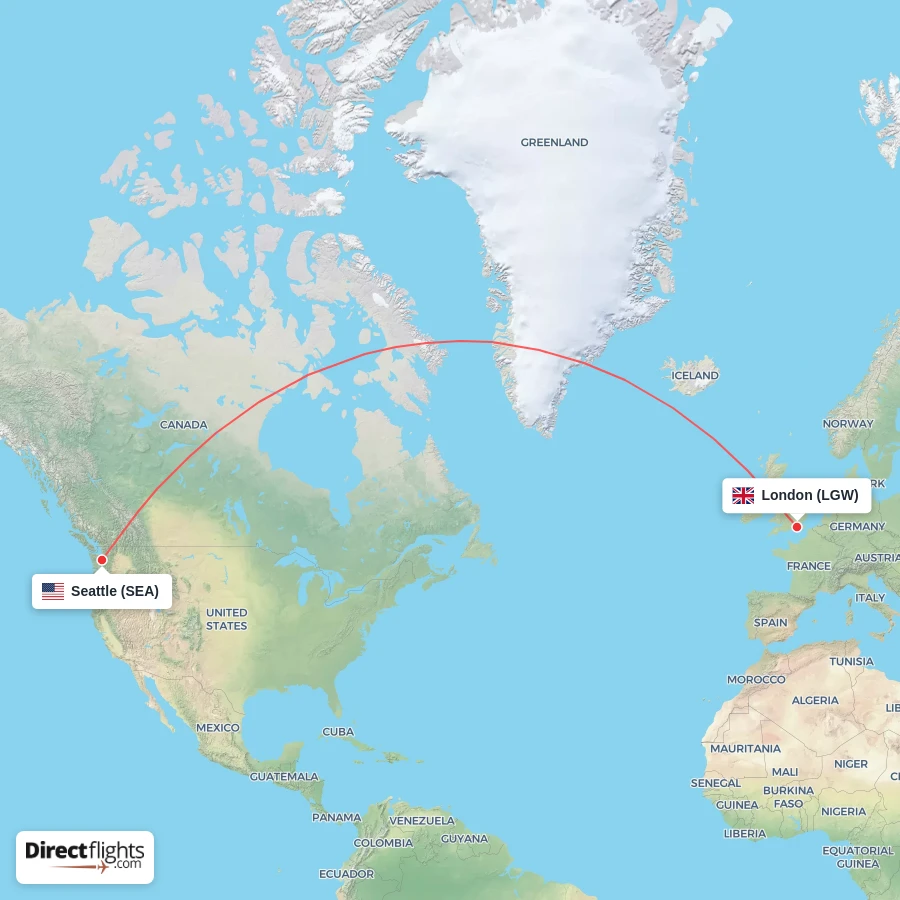 LGW - SEA route map