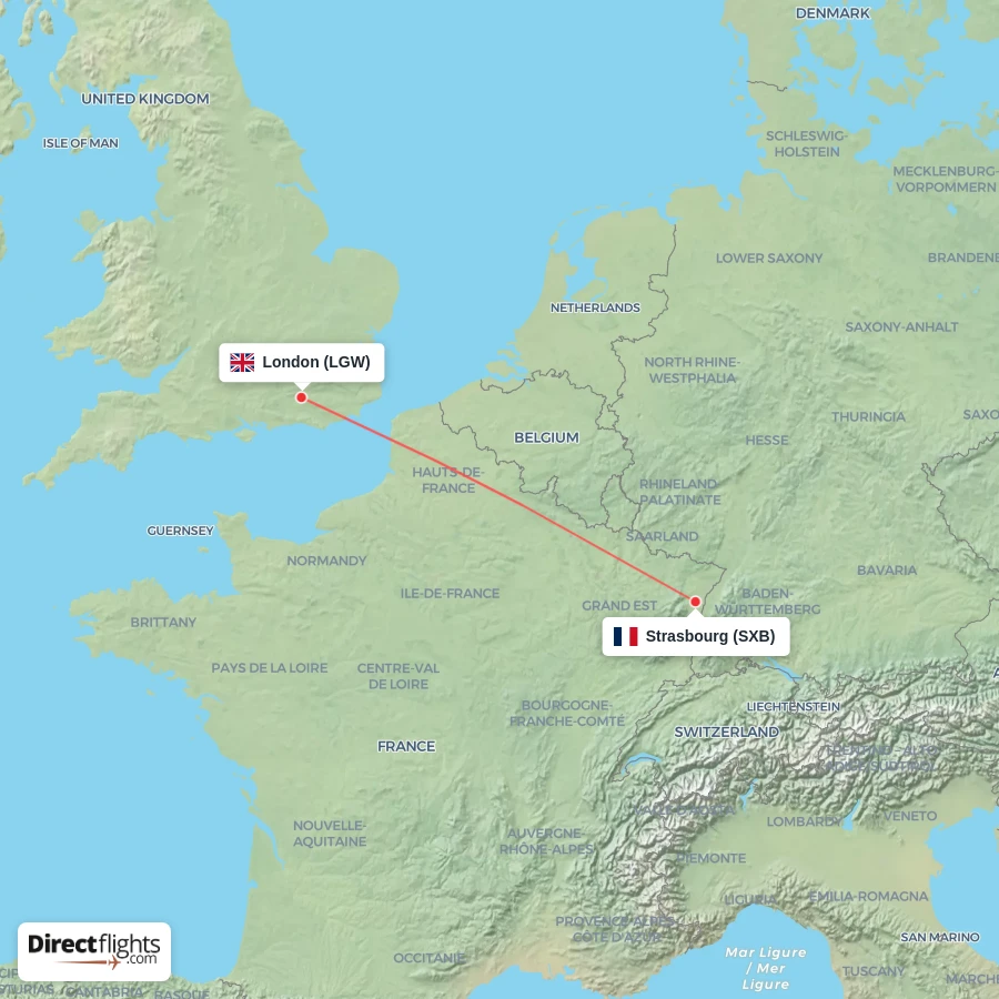 LGW - SXB route map