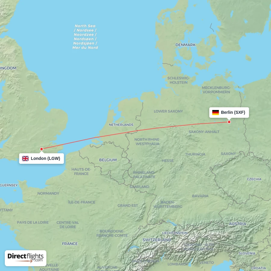 LGW - SXF route map