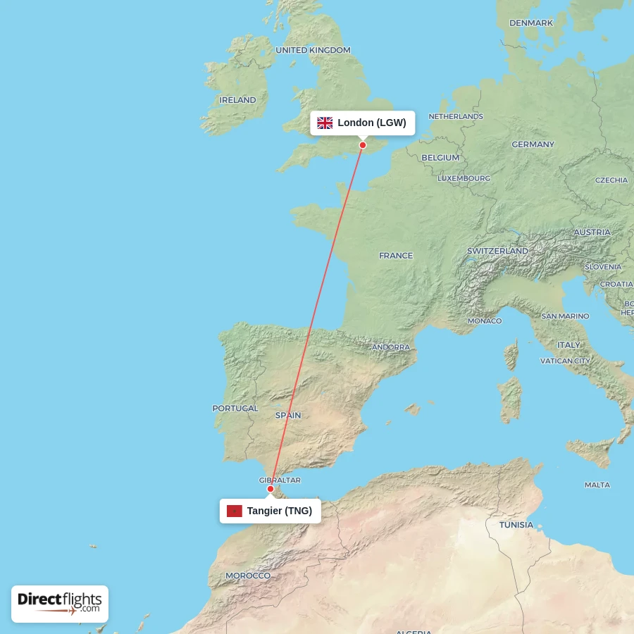 LGW - TNG route map