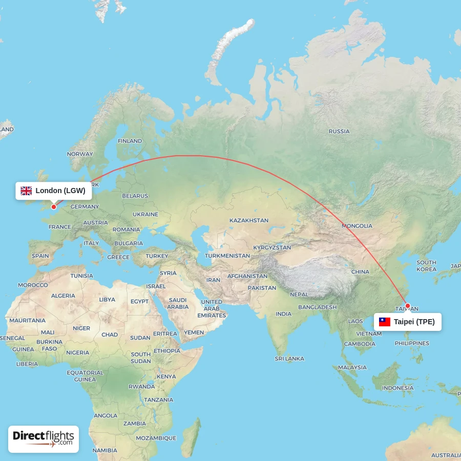LGW - TPE route map
