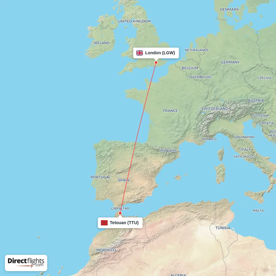 LGW - TTU route map