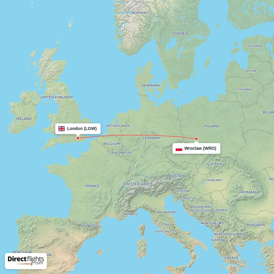 LGW - WRO route map