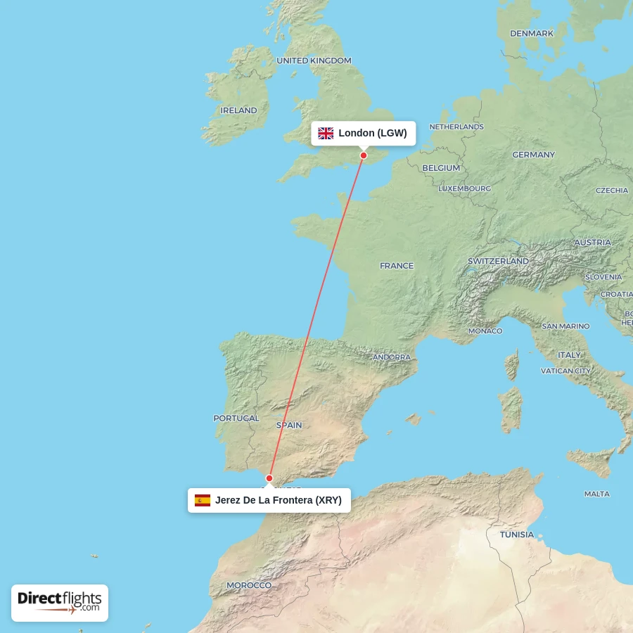 LGW - XRY route map