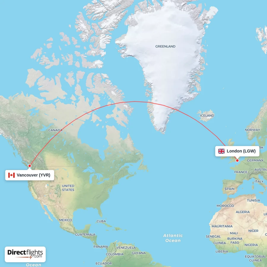 LGW - YVR route map
