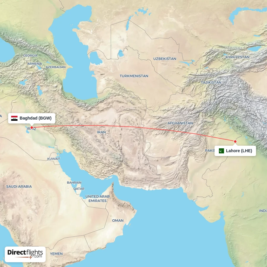LHE - BGW route map