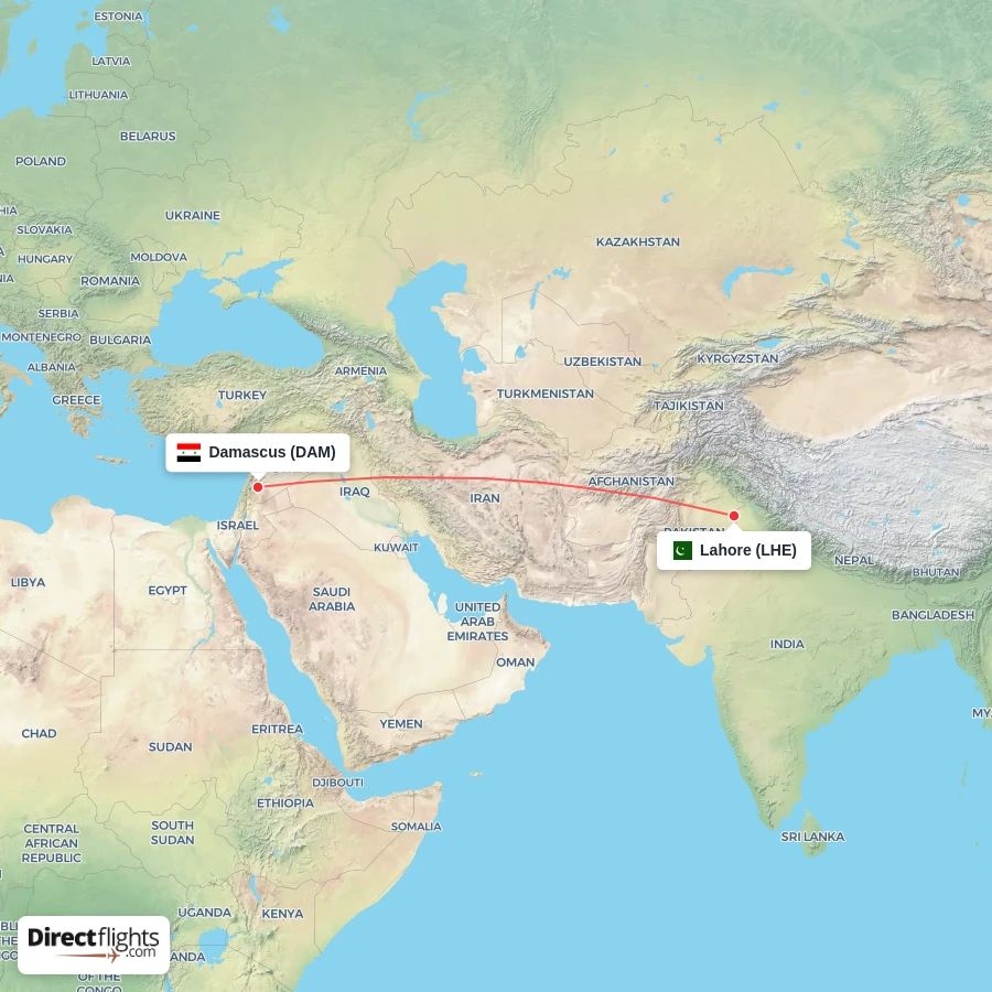 LHE - DAM route map