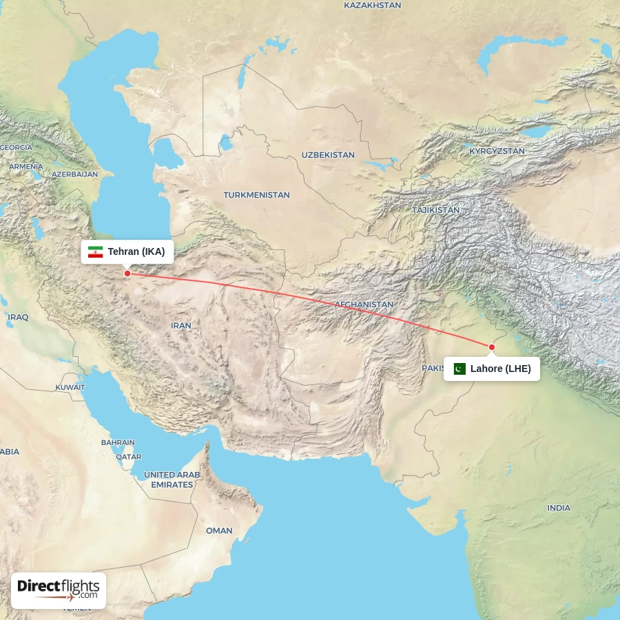 LHE - IKA route map