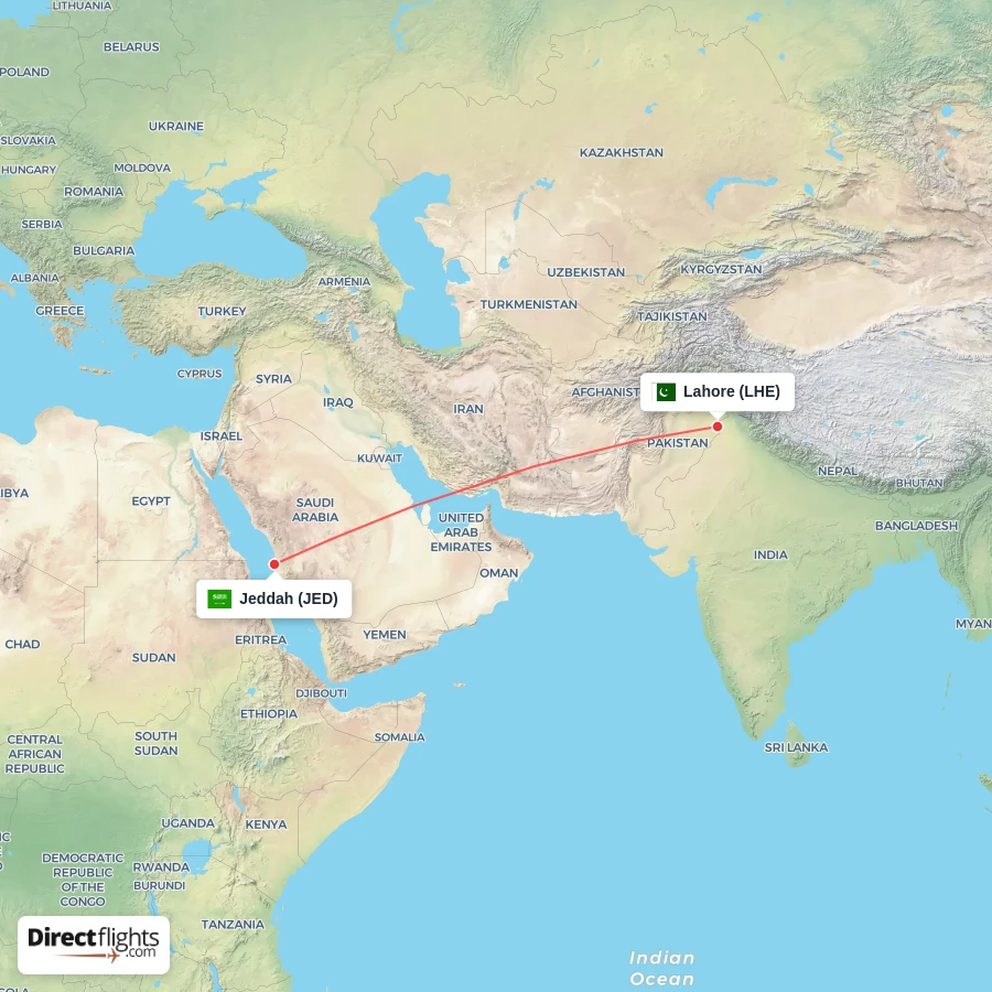LHE - JED route map