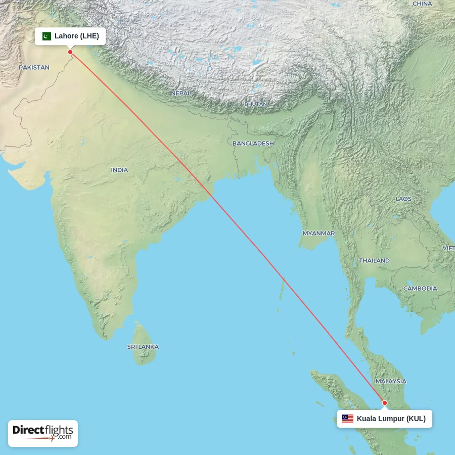 LHE - KUL route map
