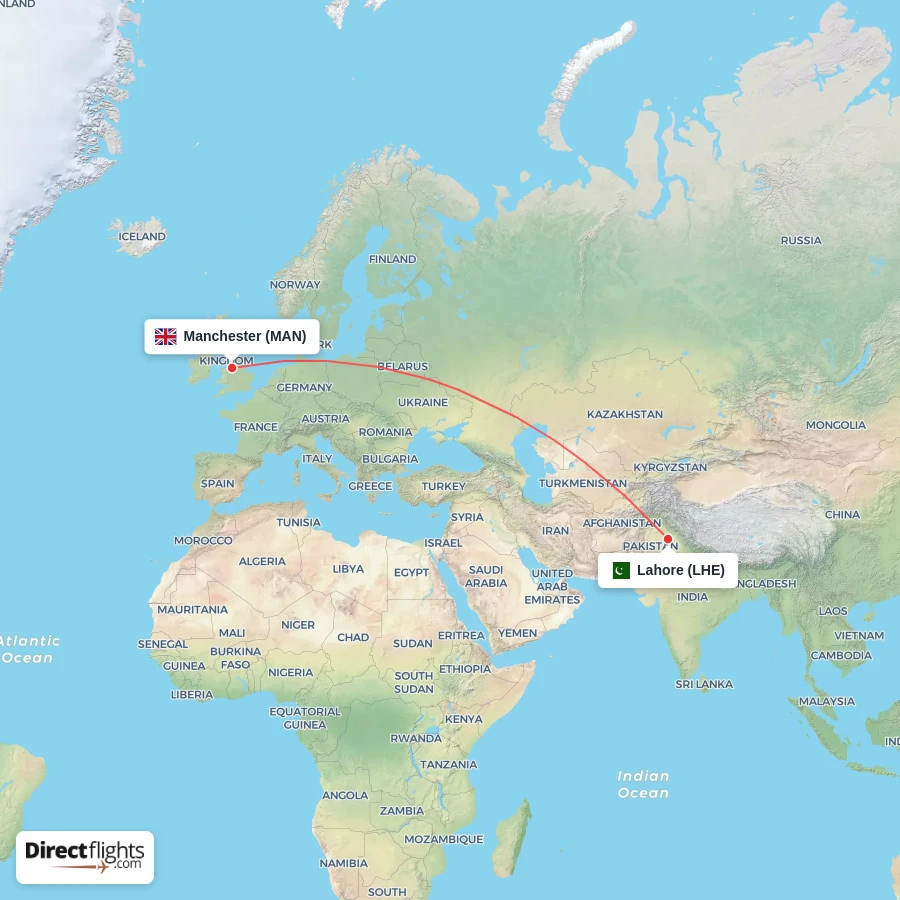 LHE - MAN route map