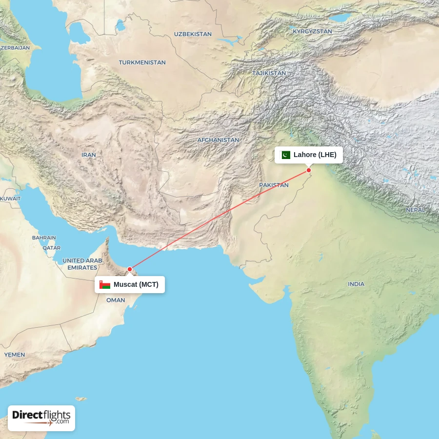 LHE - MCT route map