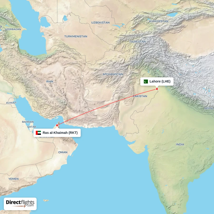 LHE - RKT route map