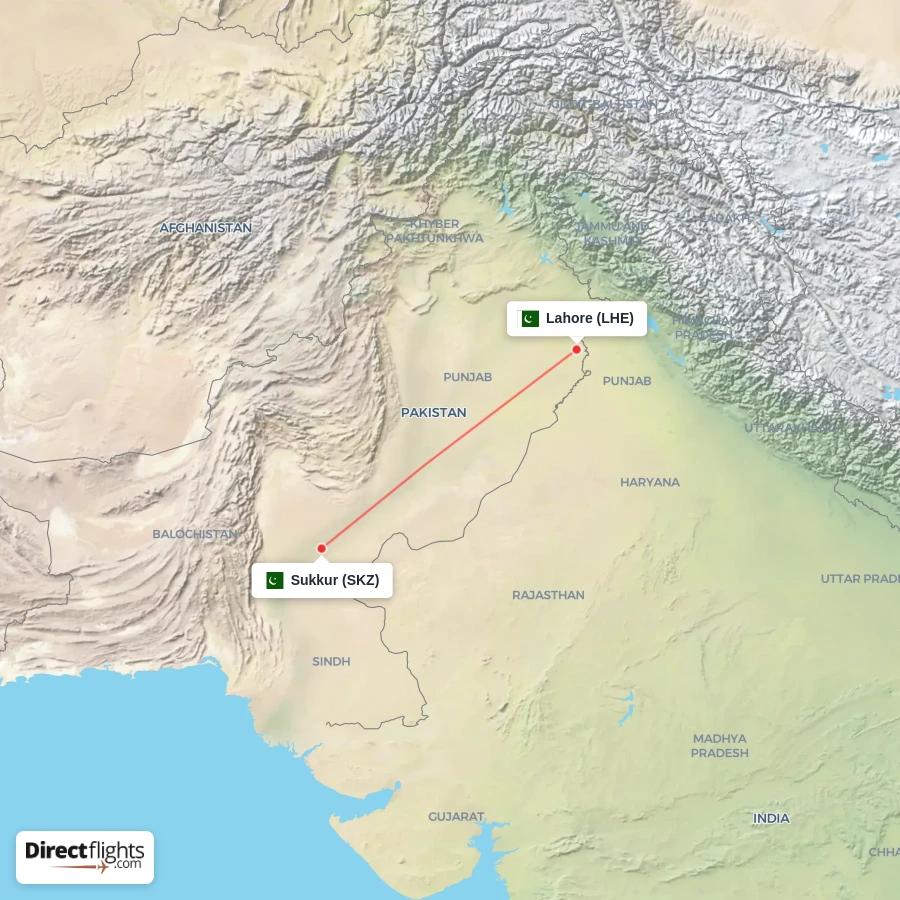 LHE - SKZ route map