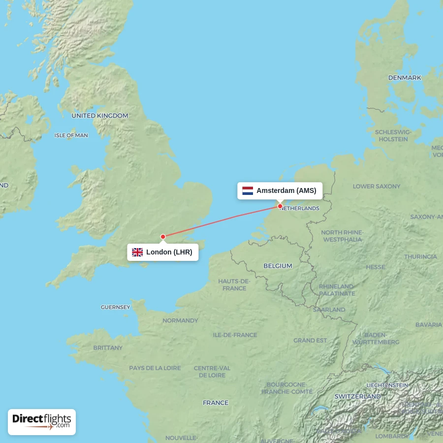 LHR - AMS route map