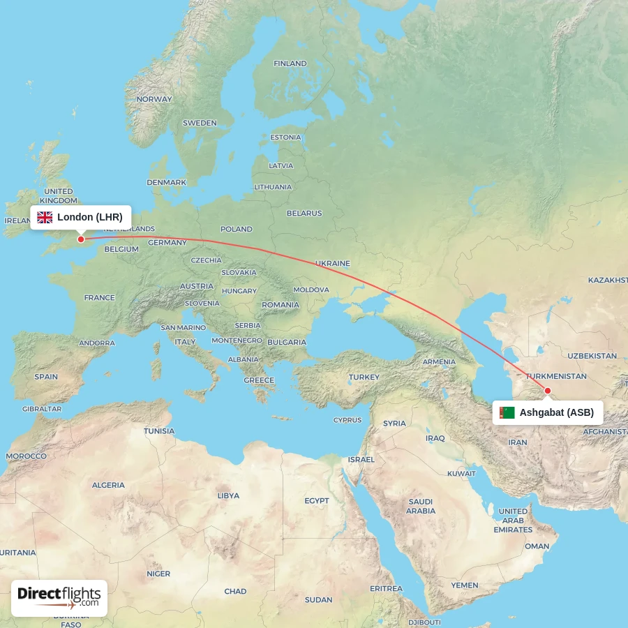 LHR - ASB route map