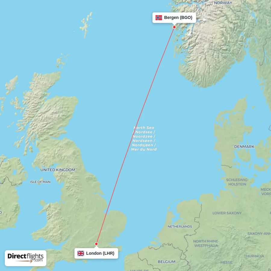 LHR - BGO route map