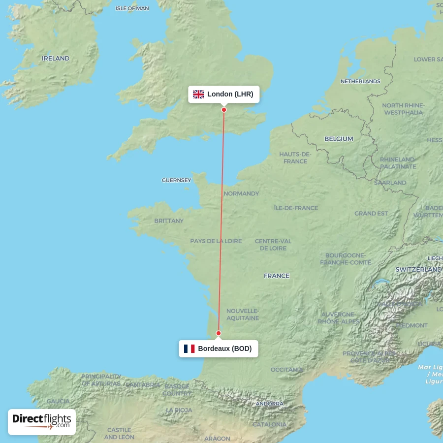 LHR - BOD route map