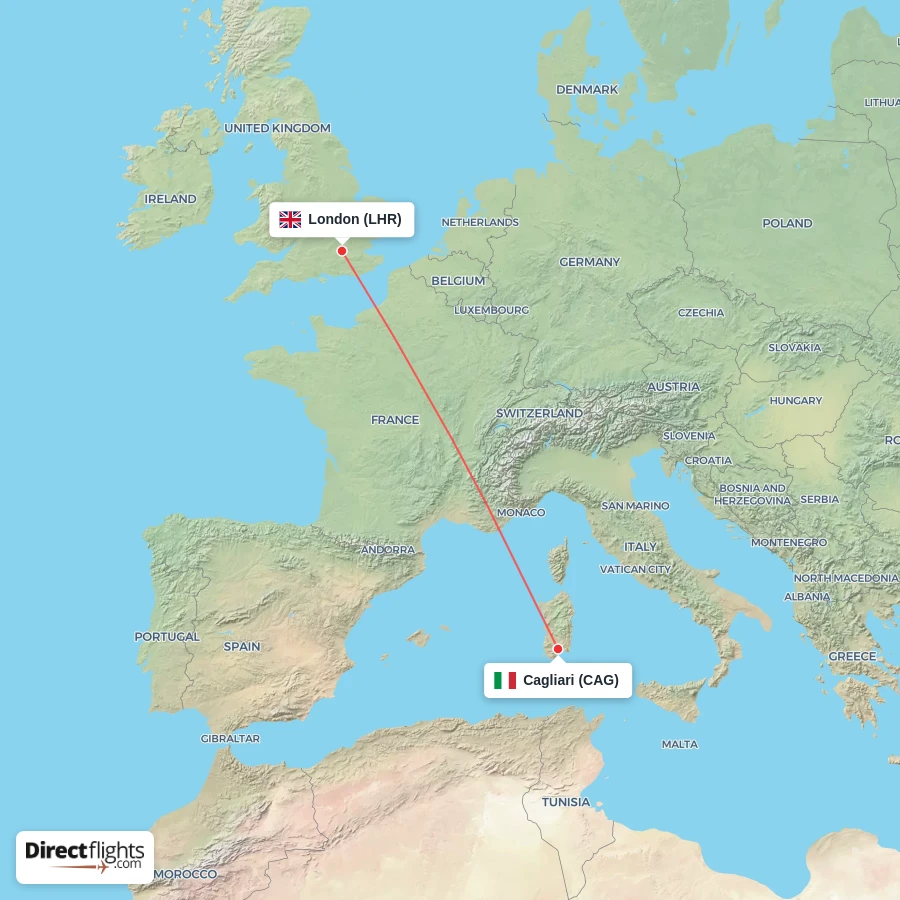 LHR - CAG route map