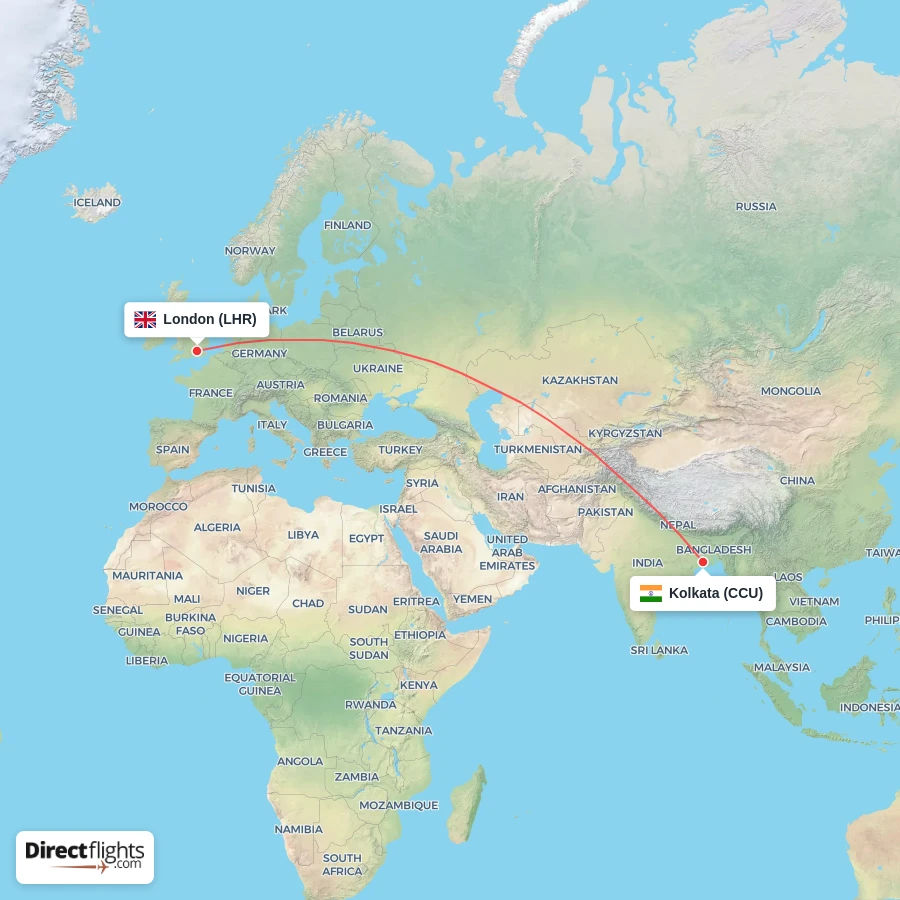 LHR - CCU route map